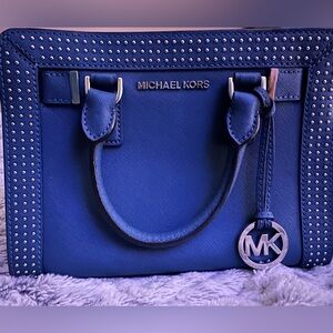 GUC— Michael Kors Studded Blue Leather Small Crossbody